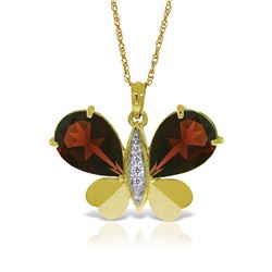 Genuine 7.1 ctw Garnet & Diamond Necklace 14KT Yellow Gold - REF-126Y5F
