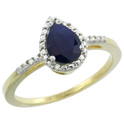 0.85 CTW Blue Sapphire & Diamond Ring 10K Yellow Gold - REF-25A6X