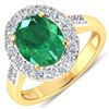 Image 1 : Natural 2.75 CTW Zambian Emerald & Diamond Ring 14K Yellow Gold - REF-130W5X