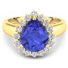 Image 3 : Natural 3.73 CTW Tanzanite & Diamond Ring 14K Yellow Gold - REF-121W7X