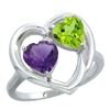 Image 1 : 2.61 CTW Diamond, Amethyst & Peridot Ring 14K White Gold - REF-33R9H