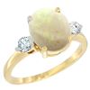 Image 1 : 1.61 CTW Opal & Diamond Ring 14K Yellow Gold - REF-68M3A