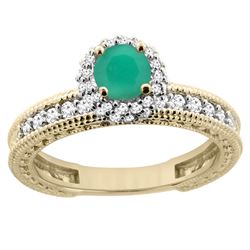 0.86 CTW Emerald & Diamond Ring 14K Yellow Gold - REF-67H2M