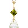 Image 1 : Genuine 5.5 ctw White Topaz & Peridot Necklace 14KT Yellow Gold - REF-22Z2N