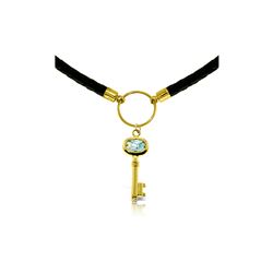 Genuine 0.50 ctw Aquamarine Necklace 14KT Yellow Gold - REF-66K6V
