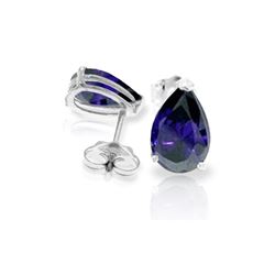 Genuine 3 ctw Sapphire Earrings 14KT White Gold - REF-29T2A