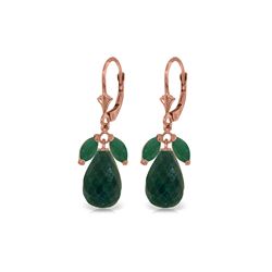 Genuine 18.6 ctw Emerald & Green Sapphire Corundum Earrings 14KT Rose Gold - REF-49R3P