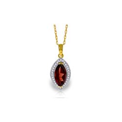 Genuine 2.15 ctw Garnet & Diamond Necklace 14KT Yellow Gold - REF-62A3K