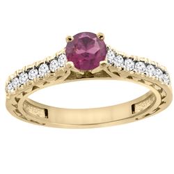 0.90 CTW Rhodolite & Diamond Ring 14K Yellow Gold - REF-62M6K