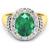 Image 3 : Natural 3.97 CTW Zambian Emerald & Diamond Ring 14K Yellow Gold - REF-168R2F