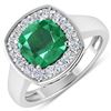 Image 1 : Natural 2.48 CTW Zambian Emerald & Diamond Ring 14K White Gold - REF-108T7H