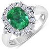 Image 1 : Natural 2.39 CTW Zambian Emerald & Diamond Ring 14K White Gold - REF-112T3H