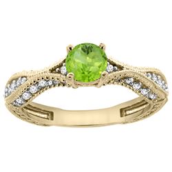 0.70 CTW Peridot & Diamond Ring 14K Yellow Gold - REF-67R7H