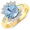 Image 1 : Natural 3.48 CTW Aquamarine & Diamond Ring 14K Yellow Gold - REF-108F7N