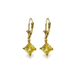 Genuine 3.2 ctw Citrine Earrings 14KT Yellow Gold - REF-30N2R