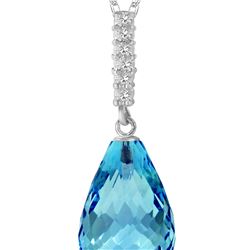 Genuine 6.68 ctw Blue Topaz & Diamond Necklace 14KT White Gold - REF-29X2M