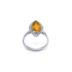 Genuine 1.80 ctw Citrine & Diamond Ring 14KT White Gold - REF-70W5Y