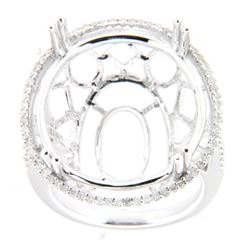 0.40 CTW Diamond Semi Mount Ring 14K White Gold - REF-66R2K
