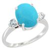 Image 1 : 2.60 CTW Turquoise & Diamond Ring 14K White Gold - REF-73R9H