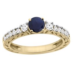 1.40 CTW Blue Sapphire & Diamond Ring 14K Yellow Gold - REF-142R7H