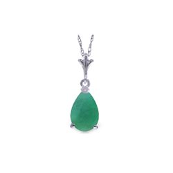 Genuine 1 ctw Emerald Necklace 14KT White Gold - REF-24R5P