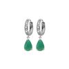 Image 1 : Genuine 2.03 ctw Emerald & Diamond Earrings 14KT White Gold - REF-69V7W