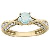 Image 1 : 0.67 CTW Aquamarine & Diamond Ring 14K Yellow Gold - REF-68F9N