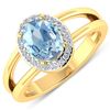 Image 1 : Natural 1.62 CTW Aquamarine & Diamond Ring 14K Yellow Gold - REF-66M9T