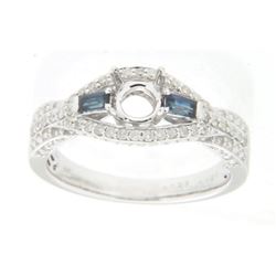 0.43 CTW Sapphire & Diamond Semi Mount Ring 14K White Gold - REF-41X3R