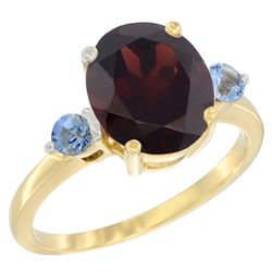 2.64 CTW Garnet & Blue Sapphire Ring 10K Yellow Gold - REF-27X3M