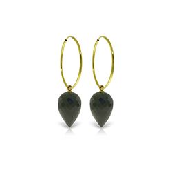 Genuine 24.5 ctw Black Spinel Earrings 14KT Yellow Gold - REF-36K2V