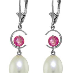 Genuine 9 ctw Pink Topaz Earrings 14KT White Gold - REF-36X8M
