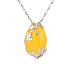 31.25 CTW Cat's Eye Necklace 14K White Gold - REF-42R5K