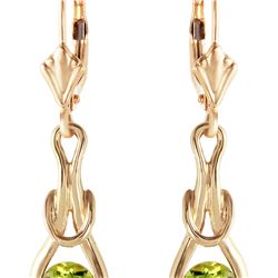 Genuine 1.30 ctw Peridot Earrings 14KT Yellow Gold - REF-49V3W
