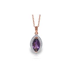 Genuine 1.80 ctw Amethyst & Diamond Necklace 14KT Rose Gold - REF-61F6Z