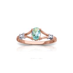 Genuine 0.46 ctw Blue Topaz & Diamond Ring 14KT Rose Gold - REF-27T2A