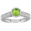 Image 1 : 0.99 CTW Peridot & Diamond Ring 14K White Gold - REF-57H2M