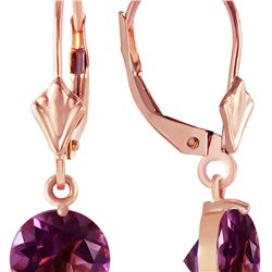 Genuine 3.1 ctw Amethyst Earrings 14KT Rose Gold - REF-34M3T