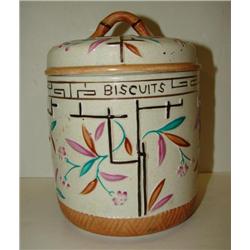 ENGLISH POTTERY BISCUIT JAR
