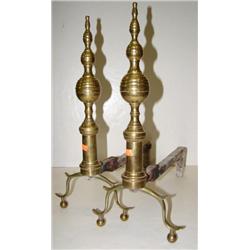 BRASS CHIPPENDALE ANDIRONS