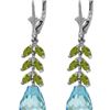 Image 1 : Genuine 11.20 ctw Blue Topaz & Peridot Earrings 14KT White Gold - REF-56F2Z