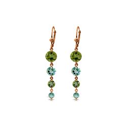 Genuine 7.8 ctw Blue Topaz & Peridot Earrings 14KT Rose Gold - REF-46H3X