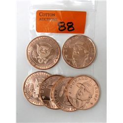 Six 1 Oz. Donald J. Trump .999 Copper Rounds