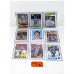 Nine 1980s Wayne Gretzky Hockey Cards