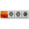 Image 1 : Three 1950 Canadian 80% Silver 50 Cent Coins
