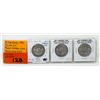 Image 1 : Three 1952 Canadian 80% Silver 50 Cent Coins