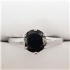 Image 1 : 14K White Gold Black Diamond(1.4ct) Ring (~Size 5.7)(Ring is resizable for $40) (~weight 2g), Insura