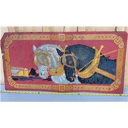 ANTIQUE LINOLEUM FLOOR MAT - APPROX 3' LONG.
