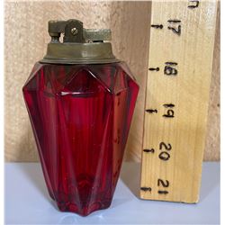 VINTAGE RUBY GLASS CIGARETTE LIGHTER