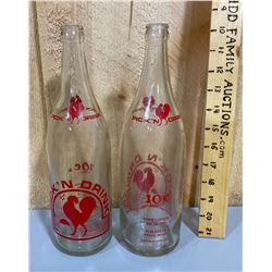 LOT OF 2 VINTAGE PICK 'N DRINK POP BOTTLES